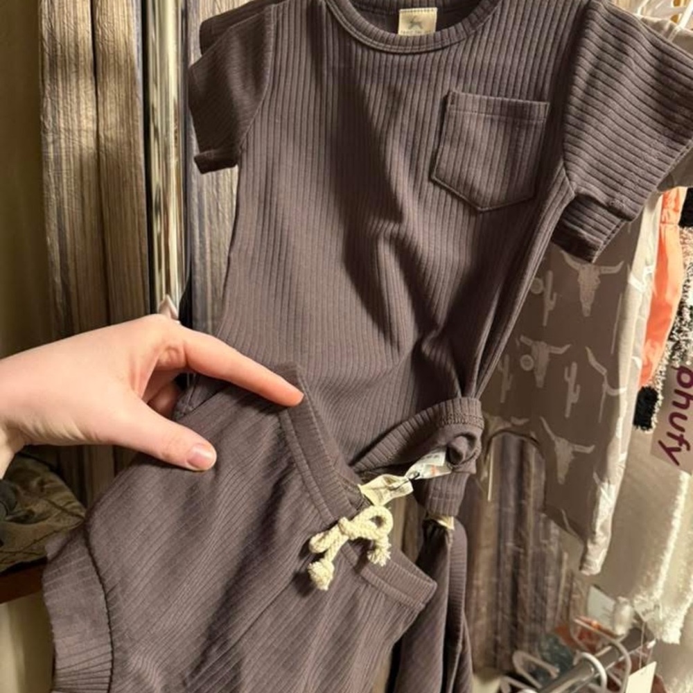 Gray Ribbed Baby Outfit